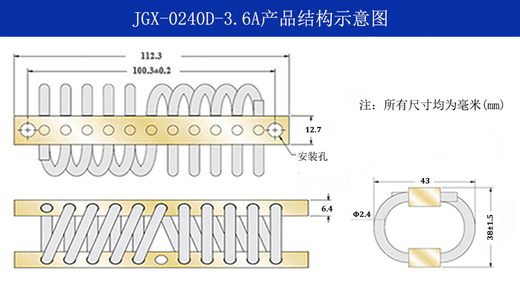 JGX-0240D-3.6A多應用鋼絲繩隔振器結(jié)構(gòu)