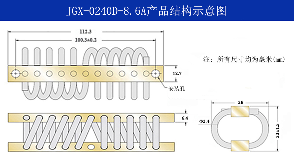 JGX-0240D-8.6A多應(yīng)用鋼絲繩隔振器結(jié)構(gòu)