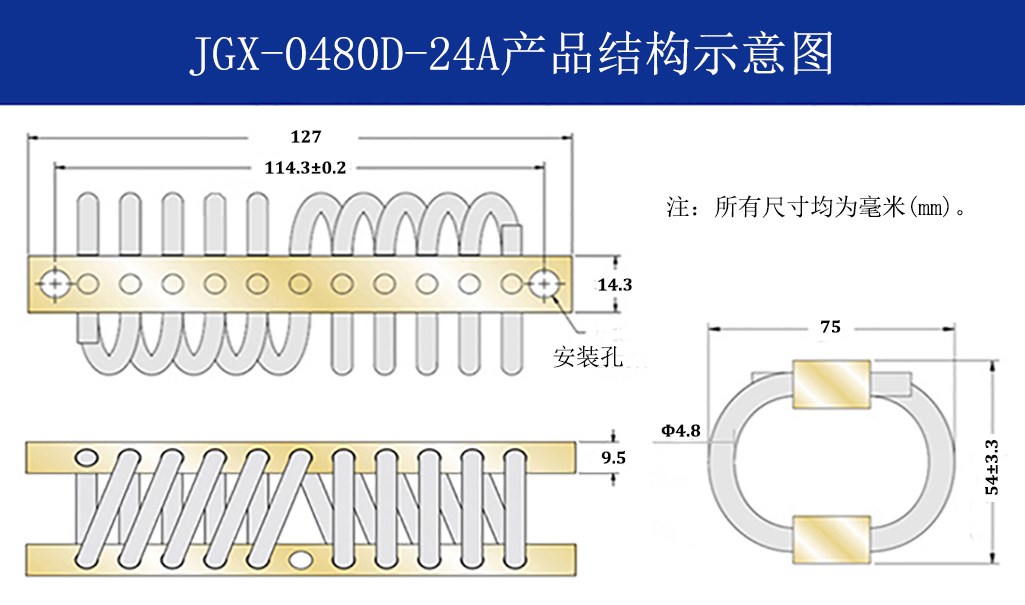 JGX-0480D-24A多應(yīng)用鋼絲繩隔振器結(jié)構(gòu)