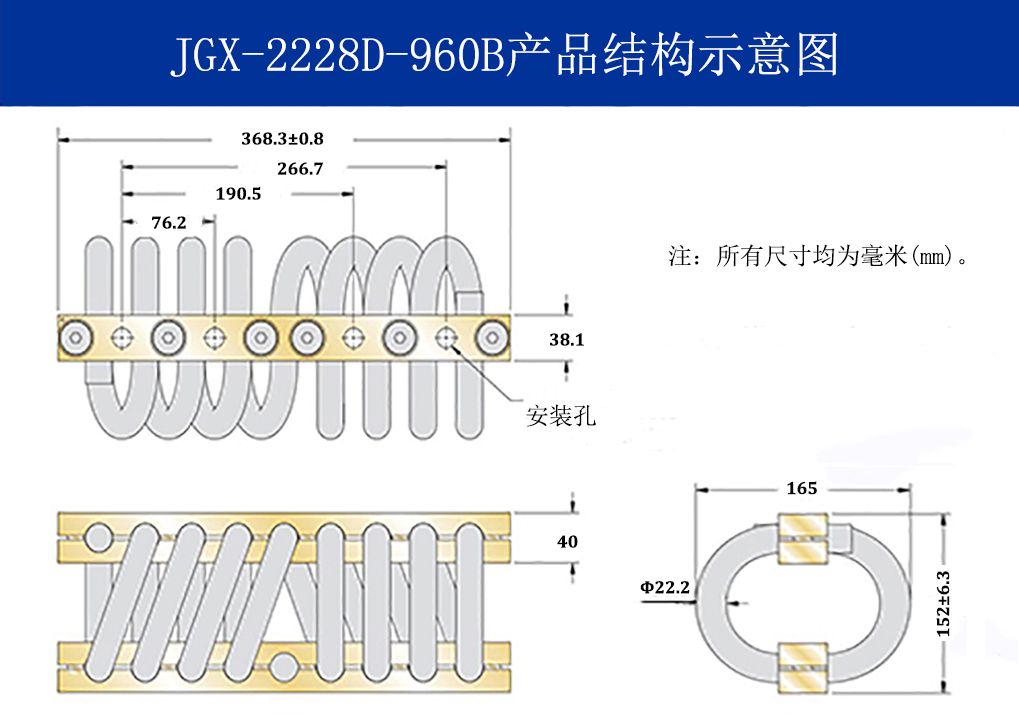 JGX-2228D-960B多應(yīng)用鋼絲繩隔振器結(jié)構(gòu)